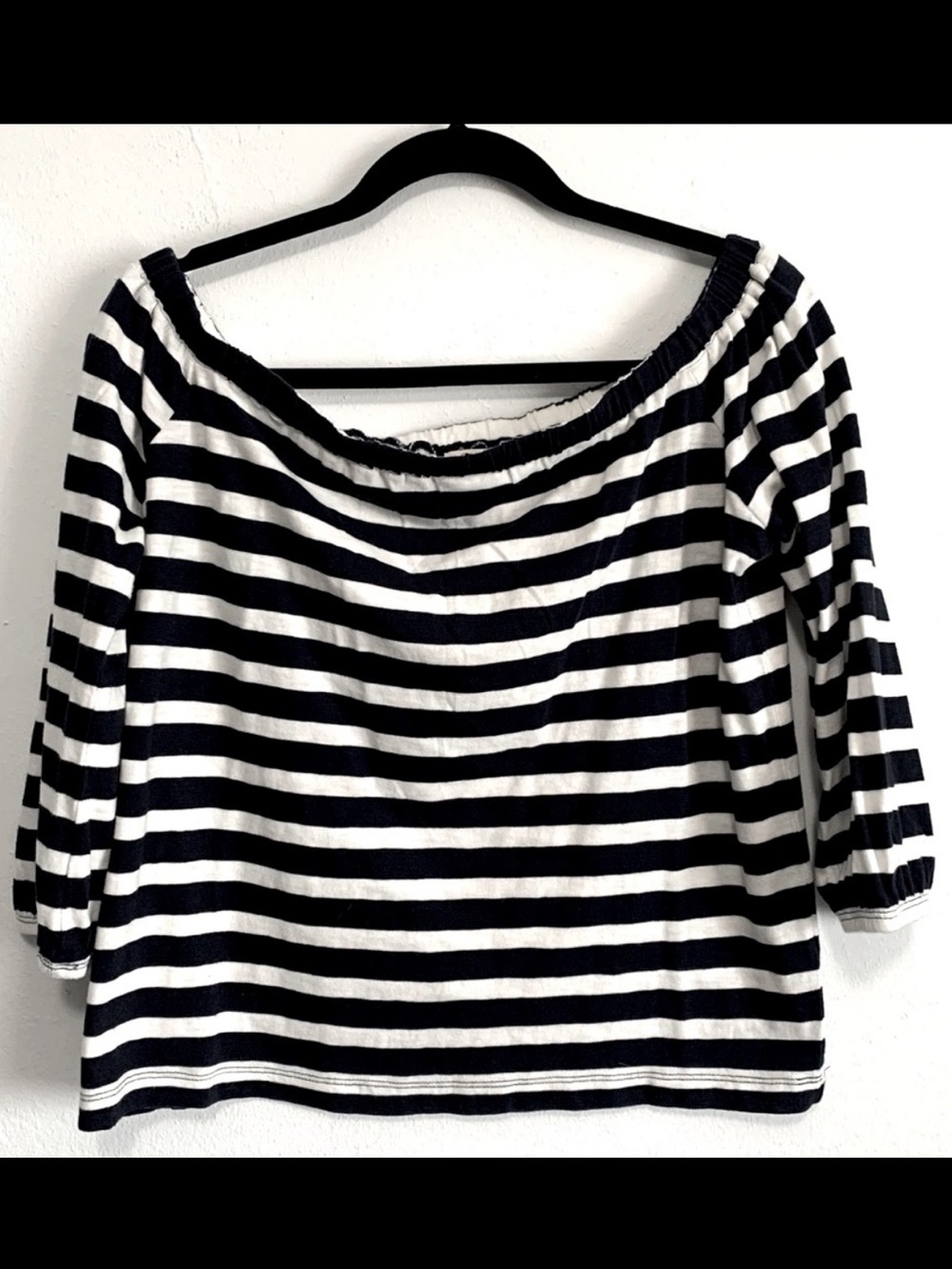 J. Crew Factory 100% Cotton Nautical Stripes Off-The-Shoulder Top